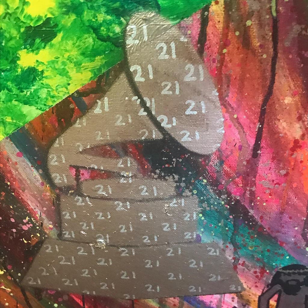 Number 21 pattern on Dropout Bear body referencing Kanye West 21 Grammy wins